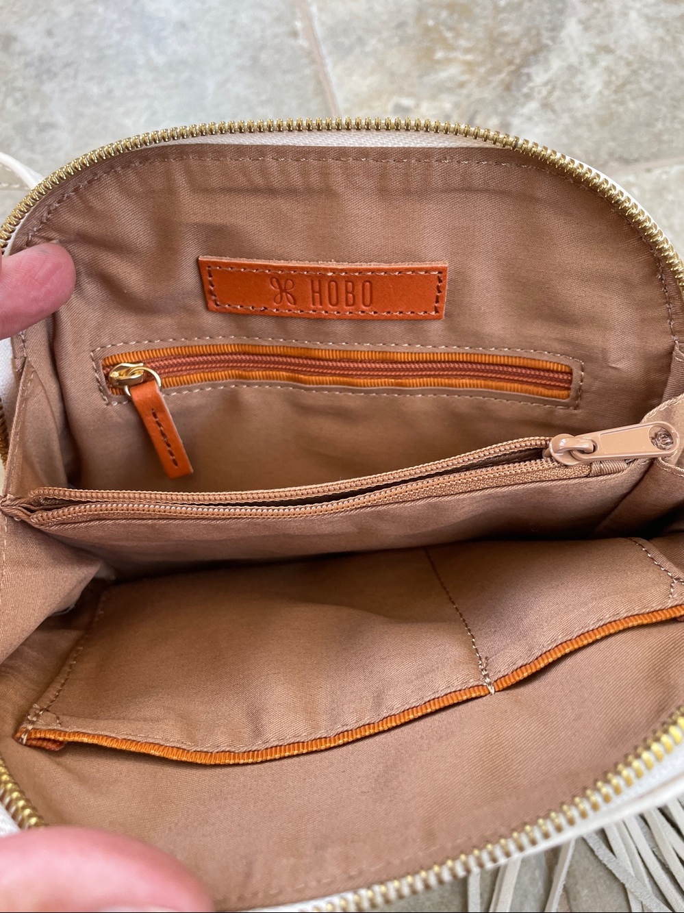 Hobo brand White Leather Crossbody Bag with Fringe Detail - Picture 3 of 7